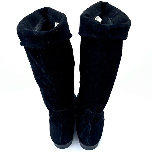 VTG 90s Jack Sprat Black Slouchy Suede Knee Boots Red Hearts Sz 8.5 S - Picture 6 of 9